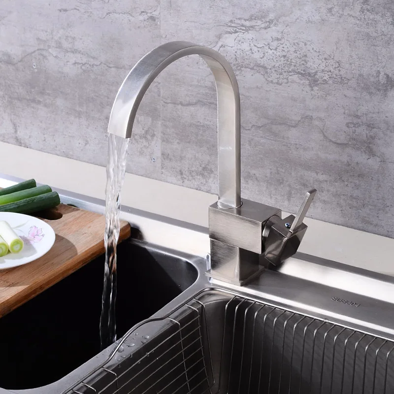 2019 Высокая дуга кухня кран латунь Раковина Смесители холодной и горячей воды