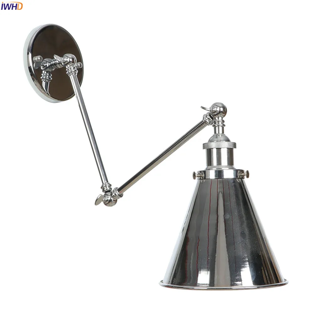 IWHD Серебряный Лофт стиль ретро настенные светильники для гостиной с длинным
