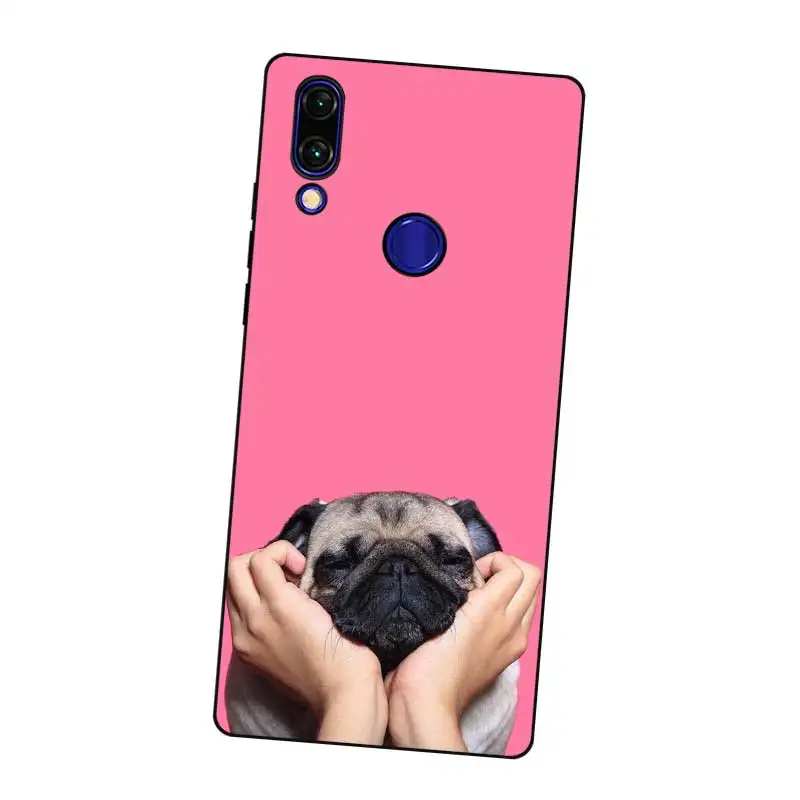 N310 Dog Cute Pug Black Silicone Case Cover For Xiaomi Redmi Note 3 4 4X 5 5A 6 7 Pro Global |