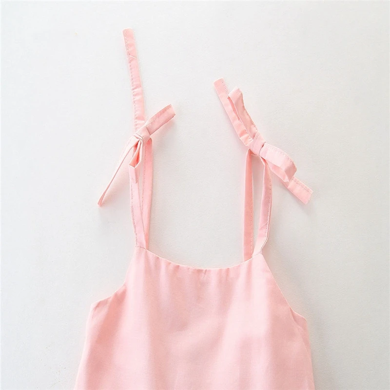 Летняя детская одежда Хлопковое платье принцессы для девочек розовые кружевные