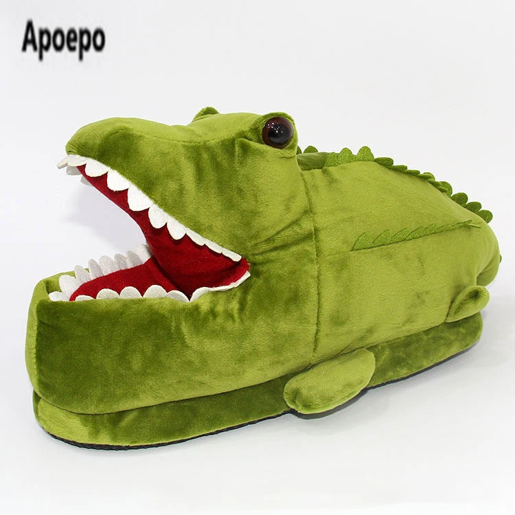

Selling brand Green crocodile cartoon home slippers Warm snow boots Kids toy gift flats shoes for Young girl pajamas shoes 2022