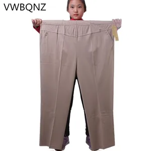Женские брюки большого размера, летние модные свободные брюки с эластичной талией, для женщин среднего возраста, 2021, однотонные женские повседневные брюки 7XL