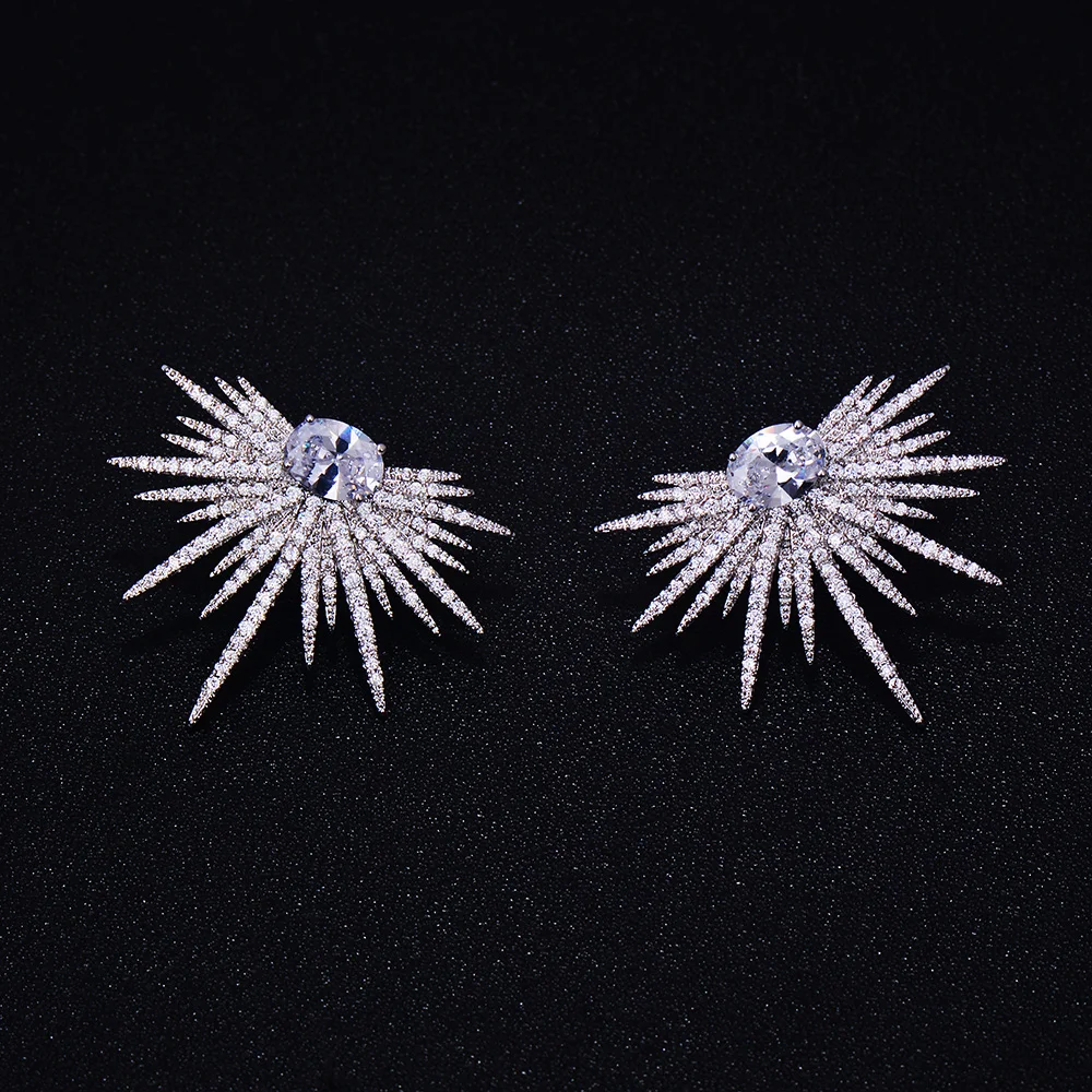 godki brand new hot fashion popular luxury crystal zircon stud earrings spark shape flower earrings fashion jewelry for women free global shipping