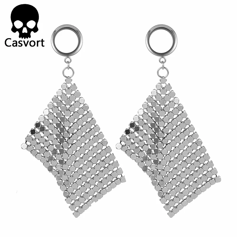 Casvort пирсинг оптом из нержавеющей стали расклешенные Висячие беруши и туннели ювелирные изделия для тела измерительные приборы расширитель Ушей Серьги - Окраска металла: silver