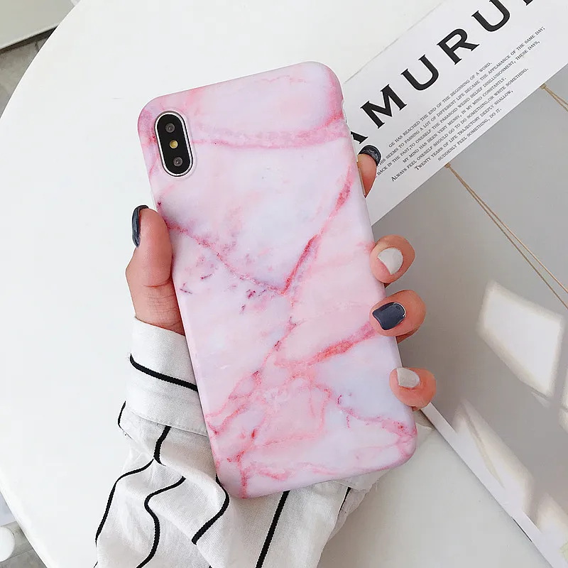 Мраморные чехлы для телефонов iPhone X XS XR Max мягкий силиконовый глянцевый чехол из