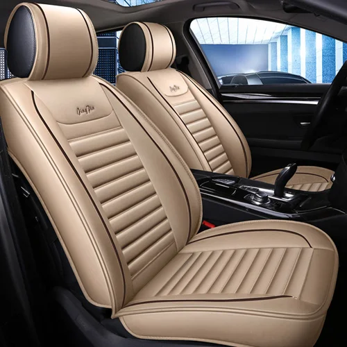 Beige Новые роскошные автомобильные чехлы из искусственной кожи для Ford mondeo Focus Fiesta Edge Explorer aurus S-MAX F-150 автомобильные аксессуары - Название цвета: Beige
