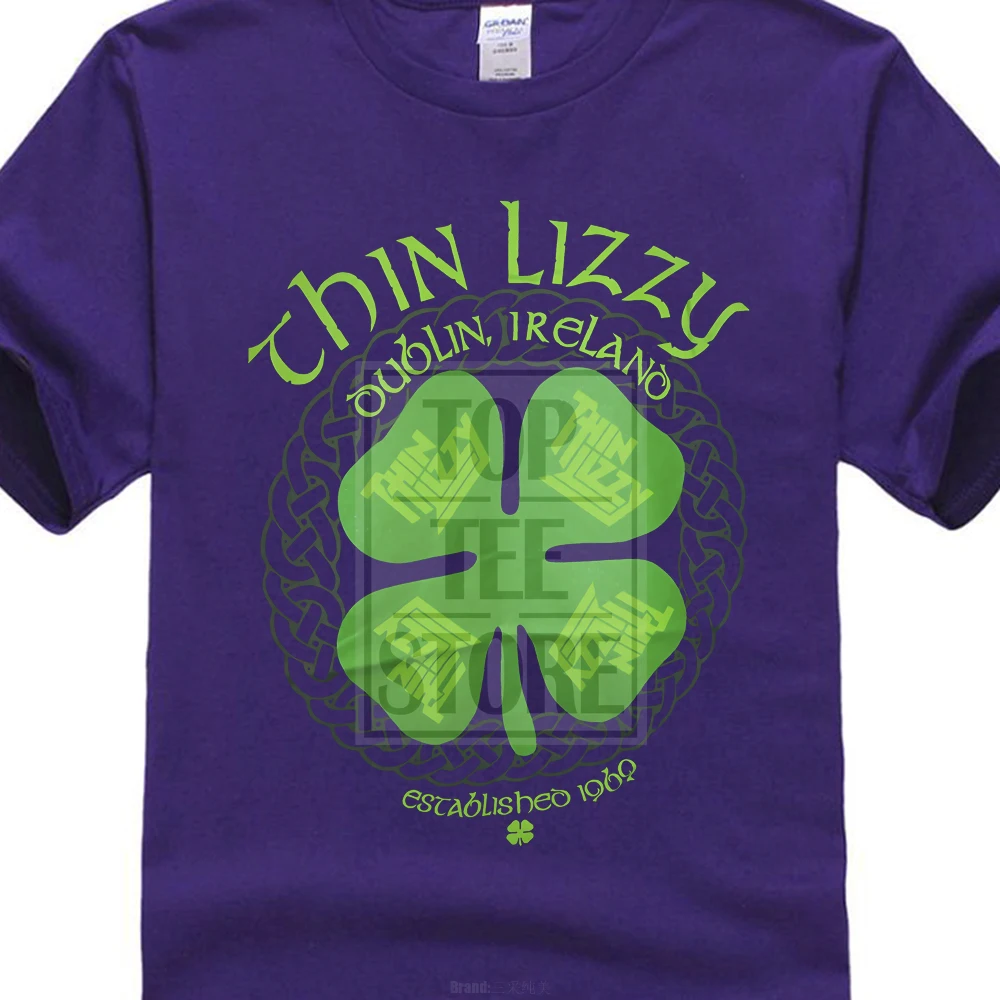 Фиолетовый Тонкая черная футболка Lizzy Men'S Four Leaf Clover - Цвет: Фиолетовый