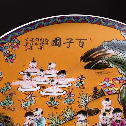 Античная керамическая фарфоровая декоративная тарелка традиционная китайская