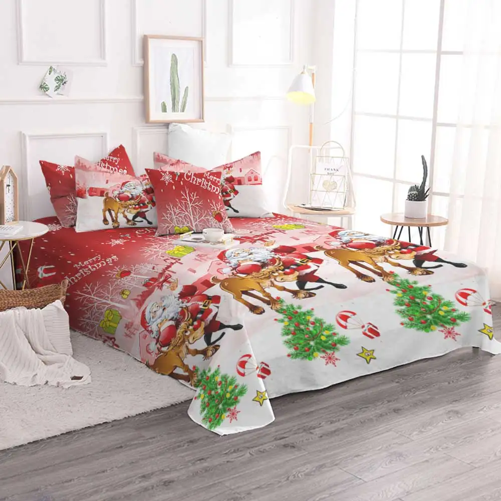 Santa Claus Christmas Bedding Sets Cotton Elegant Snowflake Duvet Cover Cartoon Kid Set E | Дом и сад