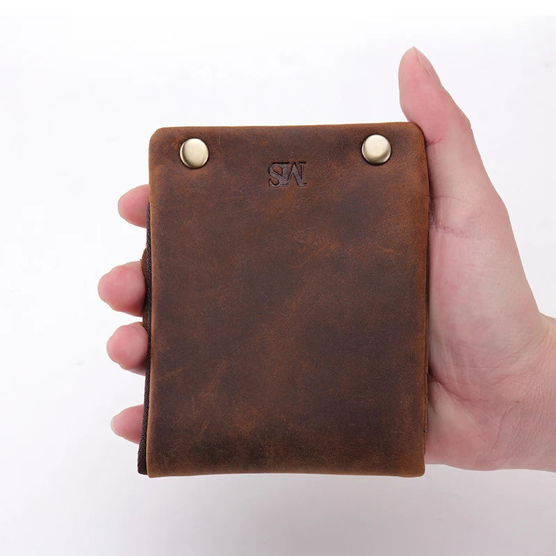 

MS Real Leather Wallet Men Organizer Wallets Vintage Genuine Leather Cowhide Short Men's Wallet Purse With Coin Pocket Q352-5