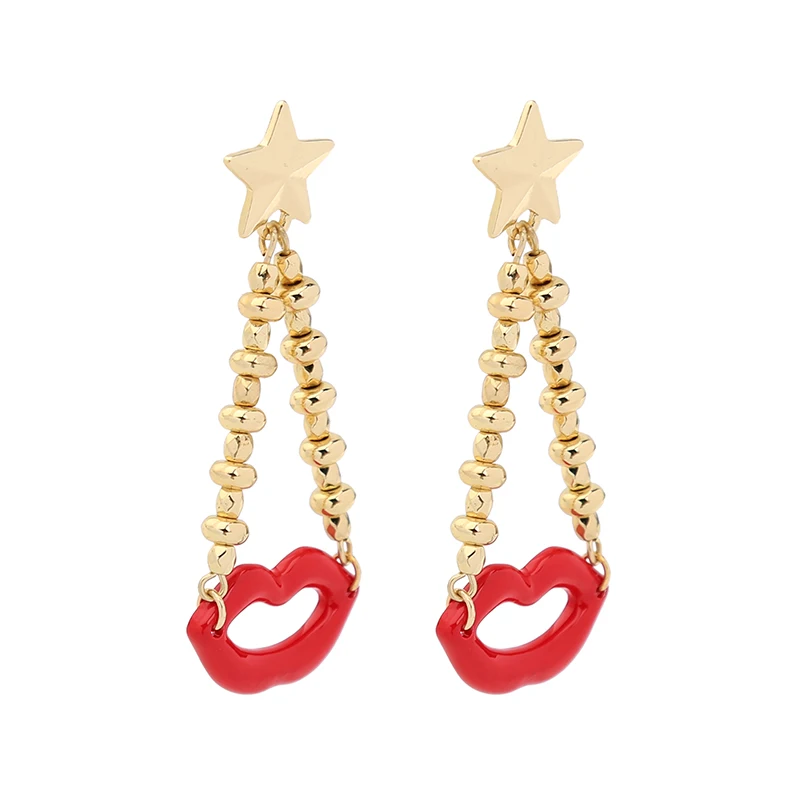 Женские серьги гвоздики с подвеской в форме рта|fashion stud earrings|stud earringsstud earrings for women |