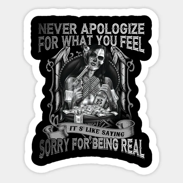 1 шт. никогда не приносим извинения Череп Наклейка для мотоцикла холодильник