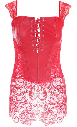 Модный сексуальный женский корсет с ремешком 2017 искусственная кожа черный