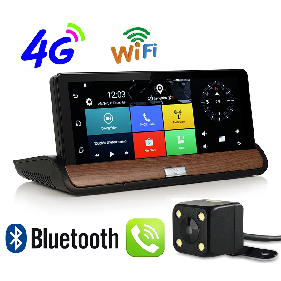 Udricare 7 дюймов 4 г 3G сим карты Wi Fi Bluetooth Android GPS навигации DVR Двойной объектив видео