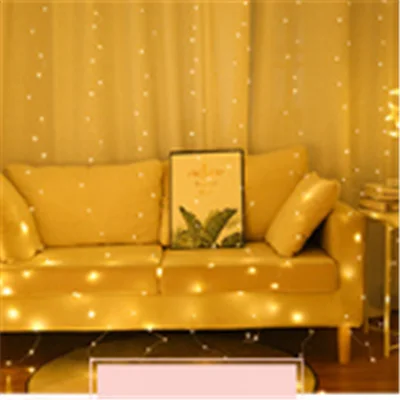 Warm White 3*3 м светодиодный занавес из медной проволоки, сказочные огни, гирлянда, USB гирлянды, свадебные украшения, украшения для детского дня рождения. Q - Цвет: Warm White