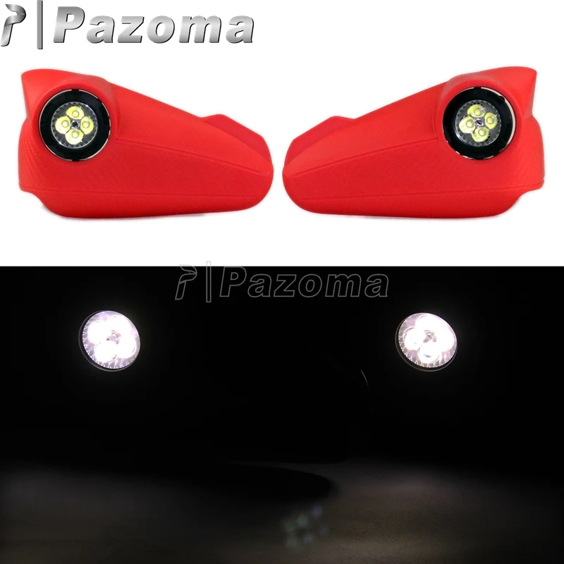

PAZOMA Red 7/8" Universal Brush Bar Hand Guards Handguard With Led Signal Light For Honda CRF100F