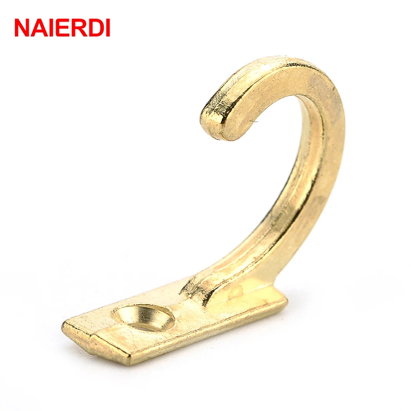 NAIERDI 10 шт., антикварные крючки, маленькая настенная вешалка, пряжка, рог, замок, застежка, крючок, защелка для деревянной коробки для ювелирных изделий, мебельная фурнитура - Цвет: Gold