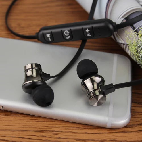 DAONO металлические спортивные Bluetooth беспроводные наушники с микрофоном магнитные вкладыши магнитные Bluetooth наушники гарнитура для мобильного телефона - Цвет: Серый