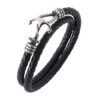 fashion new leather bracelet men charm anchor bracelet male wristband wrap leather womne jewelry gifts bb756
