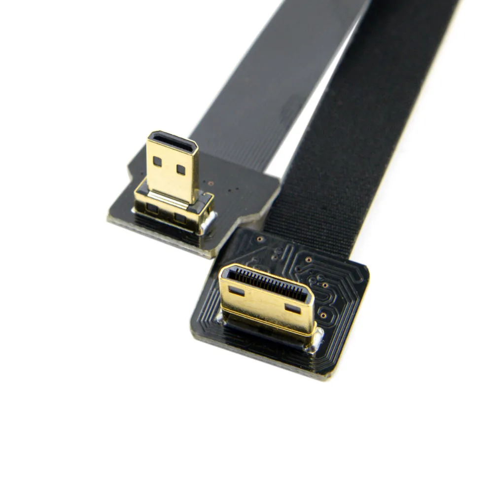 50 см 90 градусов вверх угловой FPV Micro HDMI штекер к Mini FPC плоский кабель для GOPRO