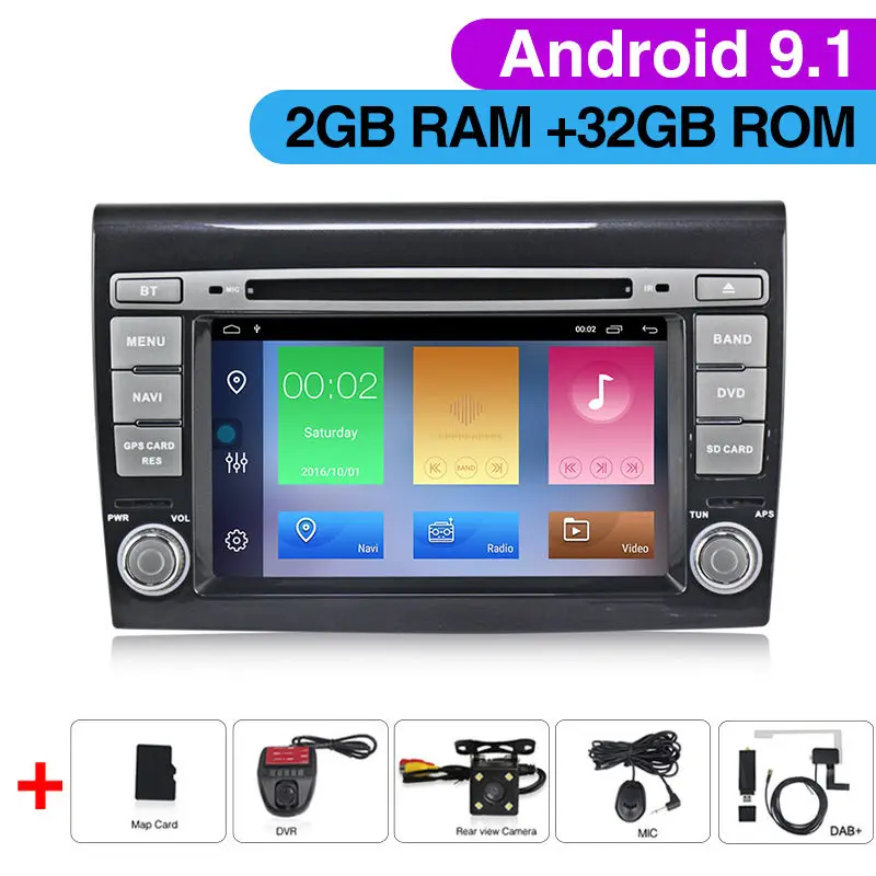 dvd Camera DVR DAB Новинка! Автомобильный мультимедийный плеер Android 9,1 для Fiat/Bravo 2007-2012 радио am fm Wifi usb dvd-плеер gps-навигация с RDS карта Микрофон - Цвет: dvd Camera DVR DAB