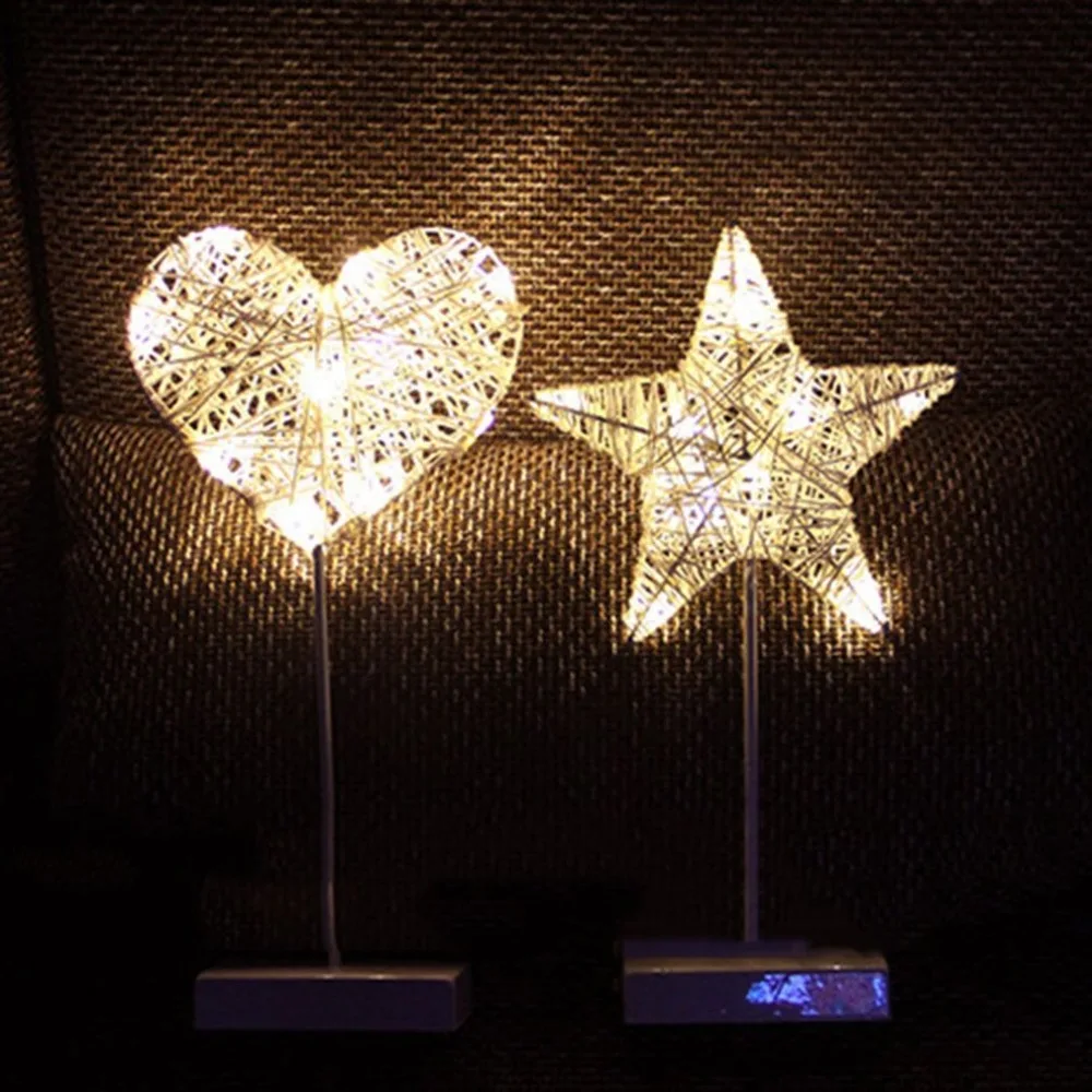 Творческий ротанга Star Light Батарея питание Спальня ночник теплый белый украшение