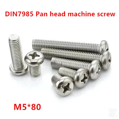

20pcs M5*80 Stainless steel DIN7985 Pan Head Phillips Screw Cross Reccessed Round Head Machine Screws
