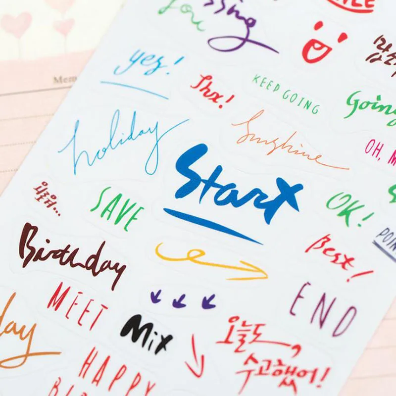 2 листа милые наклейки художественный шрифт прозрачные рождественские украшения