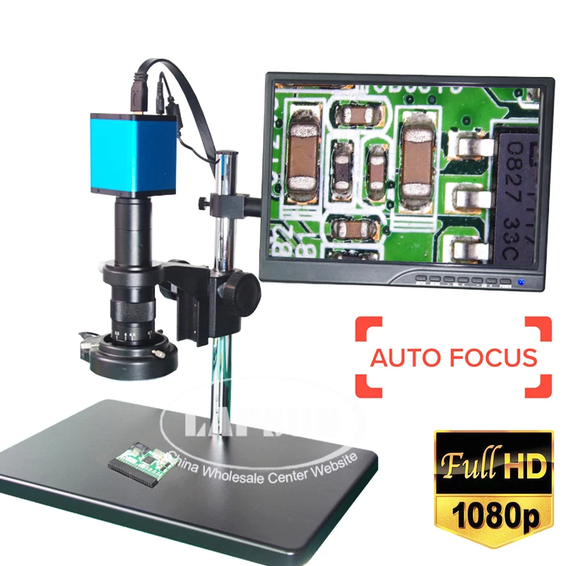 Промышленный микроскоп Lapsun IMX290 с автофокусом HDMI TF 144 светодиодов и монитором 10 1