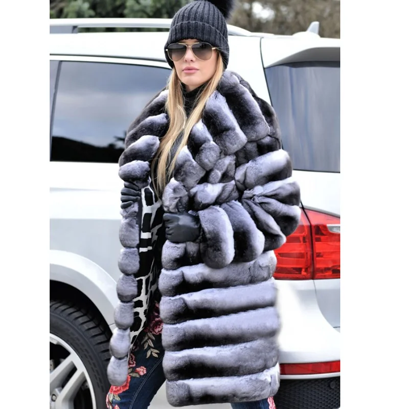 Fashion Long Natural Fur Coats For Women Outwear Luxury Women Real Rex Rabbit Fur Coat With Hood 2022 New Winter Fur Overcoats enlarge