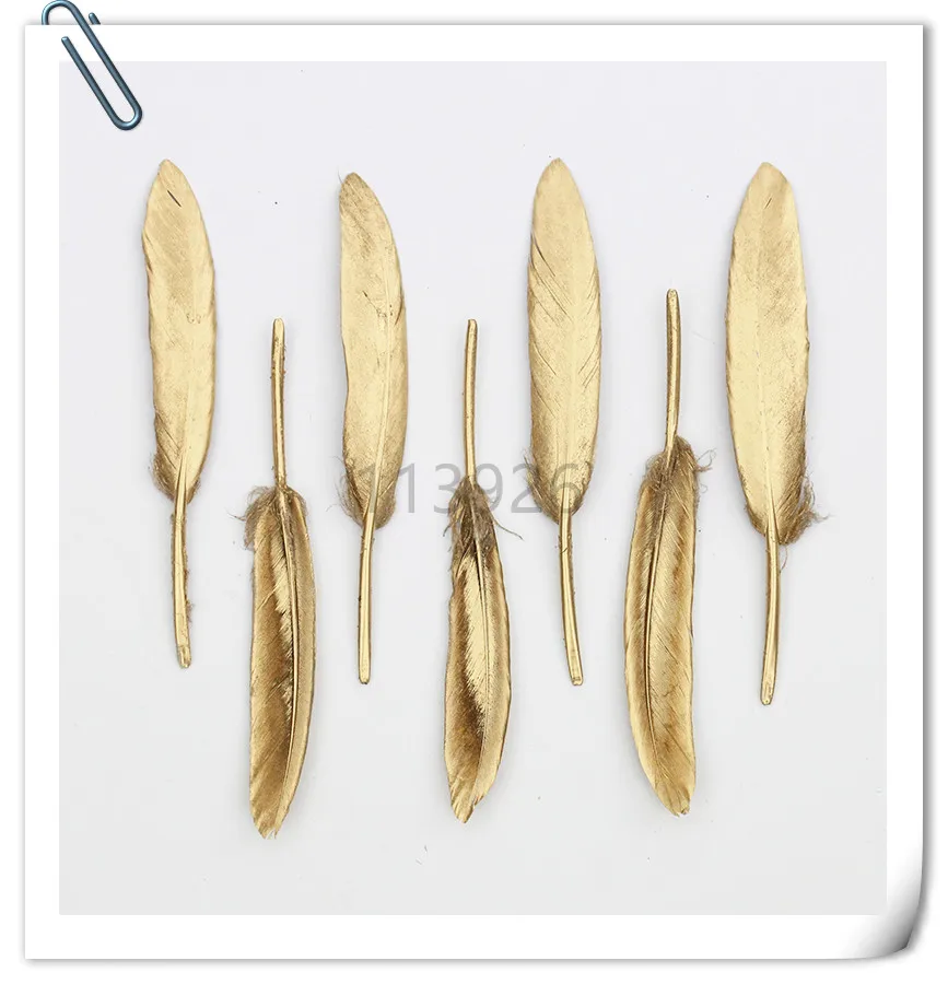 50pcs/lot 10-15cm/4-6 inch Double Side Golden Goose Feathers natural goose Feather trim for wedding party decoration/DIY crafts | Дом и сад