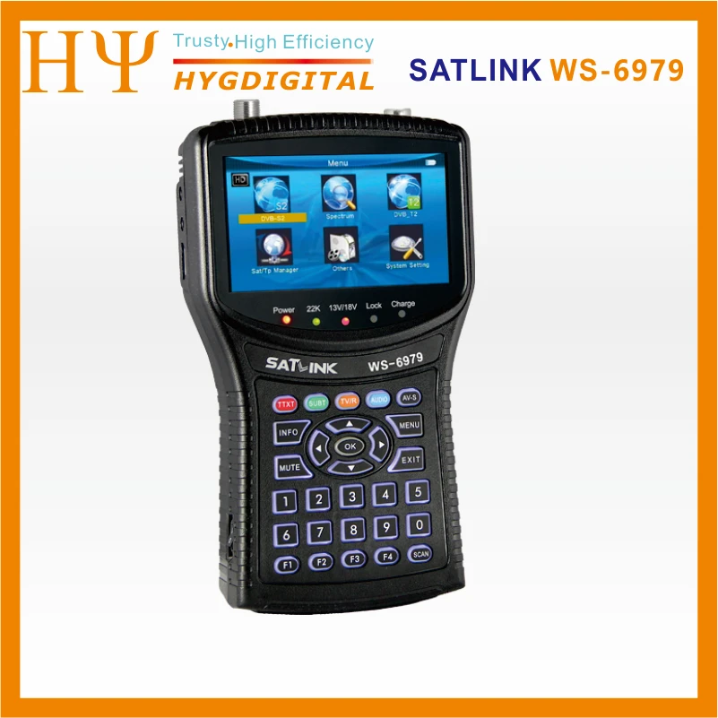 Satlink WS-6979 Цифровой спутниковый Finder DVB-S2 &amp DVB-T2 Combo спектра искатель WS6979 наземного |