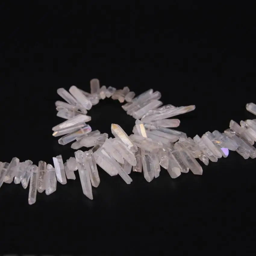 Бусины кварцевые с отверстием сверху и титановым кристаллом 15 5 дюйма | Украшения