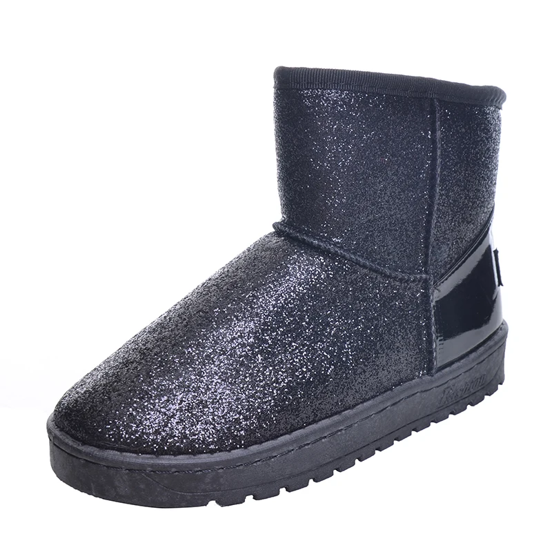 HEE GRAND/зимние ботинки с блестящими блестками женские Теплые ботильоны на меху