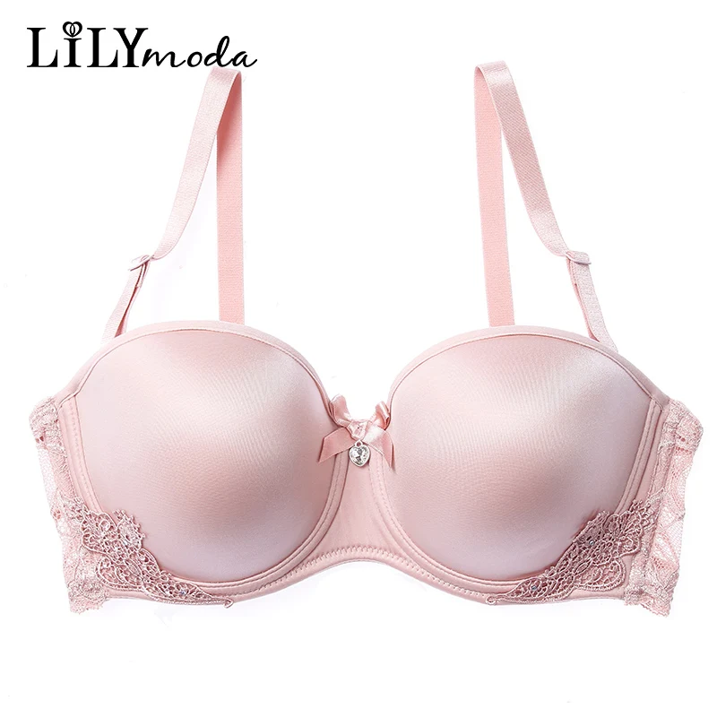 Женский Гладкий бюстгальтер Lilymoda кружевной бесшовный с пуш ап и получашечкой