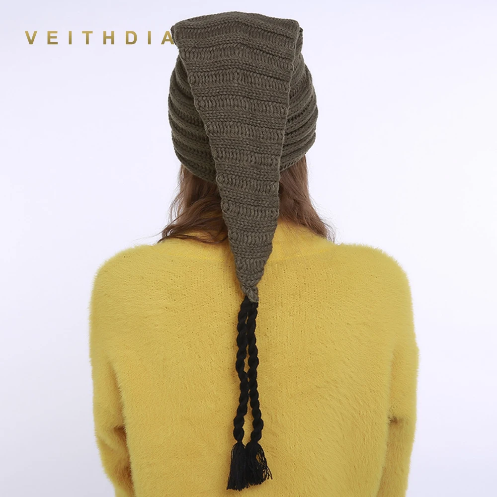 Осенне зимняя вязаная шапка VEITHDIA ручной работы с рождественской ведьмой женские