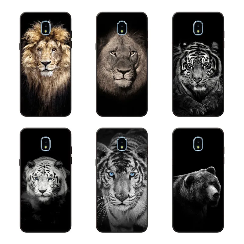 for samsung galaxy j3 2018 Case Silicon Tigers and lions Painting Soft TPU Back Cover Phone cases |