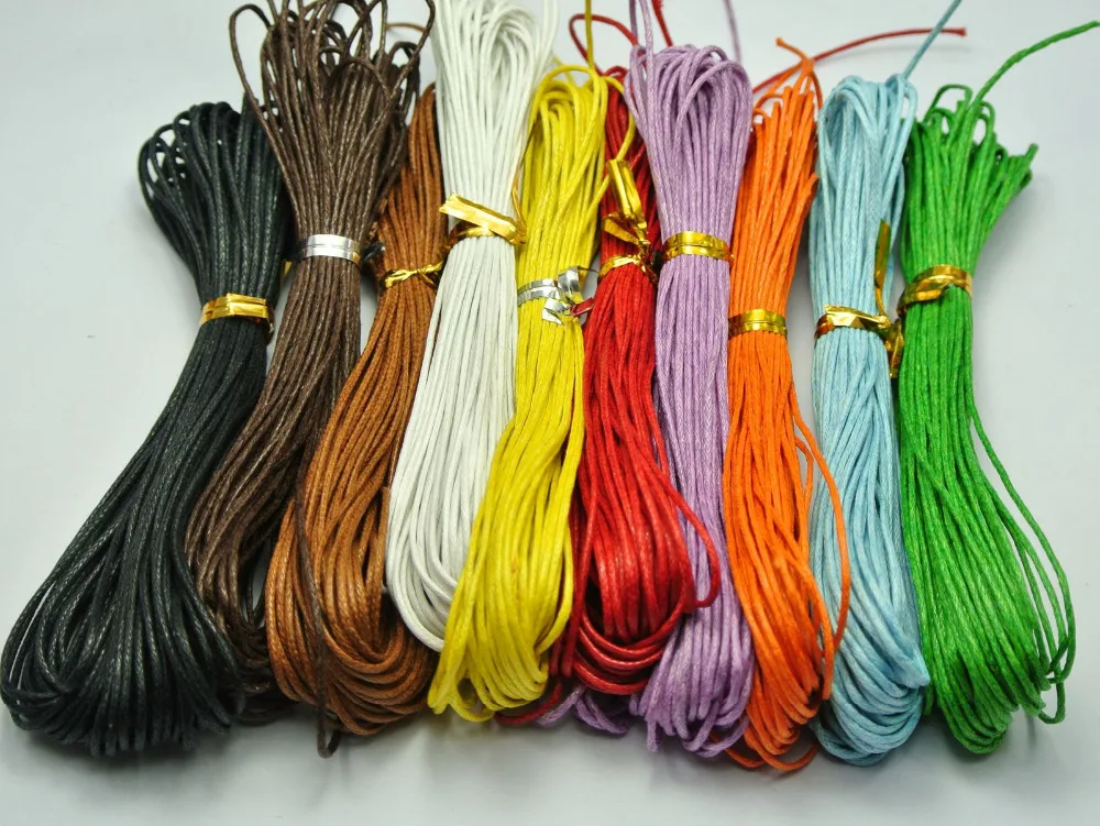 

100 Meters Mixed Color Waxed Cotton Beading Cord 1mm for Bracelet Necklace 10 Strands