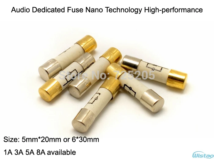 

HIFI Audio Dedicated Fuse Nano Technology 5mm*20mm / 6*30mm 1A 3A 5A 8A Ceramic Casing Golde Plated End Caps DIY