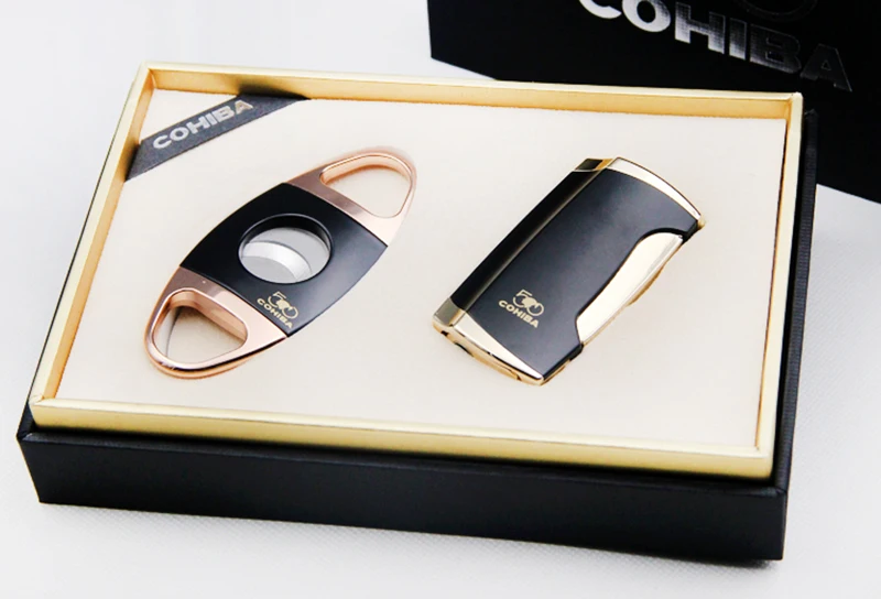 COHIBA заводская цена сигары набор с обрезки сигар/Sccisors и легче желтый черный Цвет