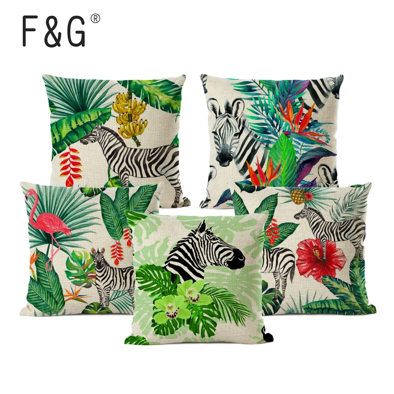 

Animals Printed Cushion Cover Zebra Bedroom Pillowcase Home Decorative Sofa Throw Cushion Case For Car Hotel Use