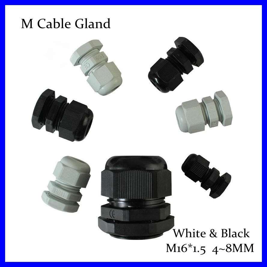 Водонепроницаемый соединитель M16 * 1 5 для кабеля диаметром 4 8 мм черный и белый|gland