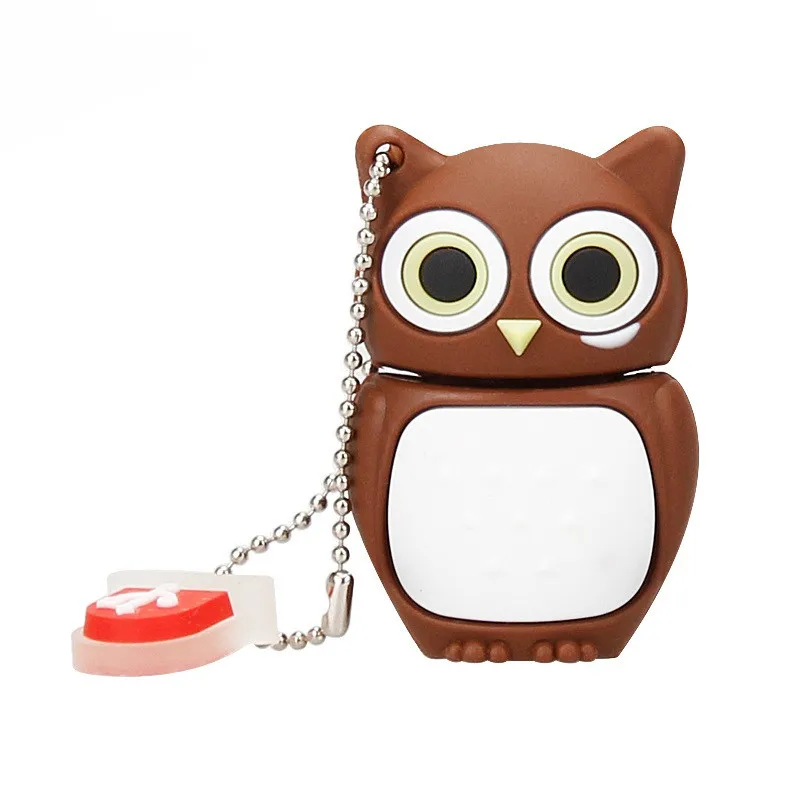 brown USB флеш-накопитель 64 ГБ, милое животное мультяшная сова, usb 2,0, 4 ГБ, 8 ГБ, 16 ГБ, 32 ГБ, 128 ГБ, флеш-накопитель, usb память, креативная флешка, подарок на праздник - Цвет: brown