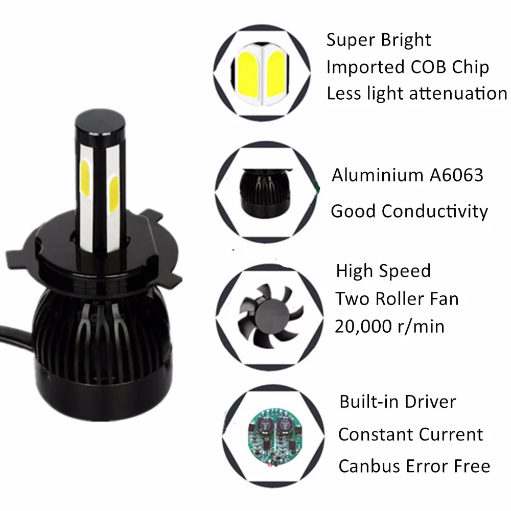 YHKOMS H11 LED H4 H8 H1 H13 880 881 H27 9005 HB3 9006 HB4 9004 9007 D1S D2S D4S светодиодные фары лампы Cabus без