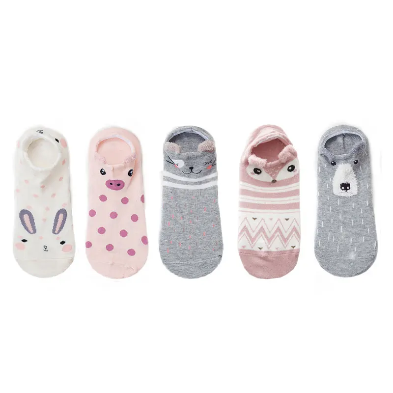 SP & CITY/5 пар хлопковых носков с милыми животными женские летние короткие носки Kawaii