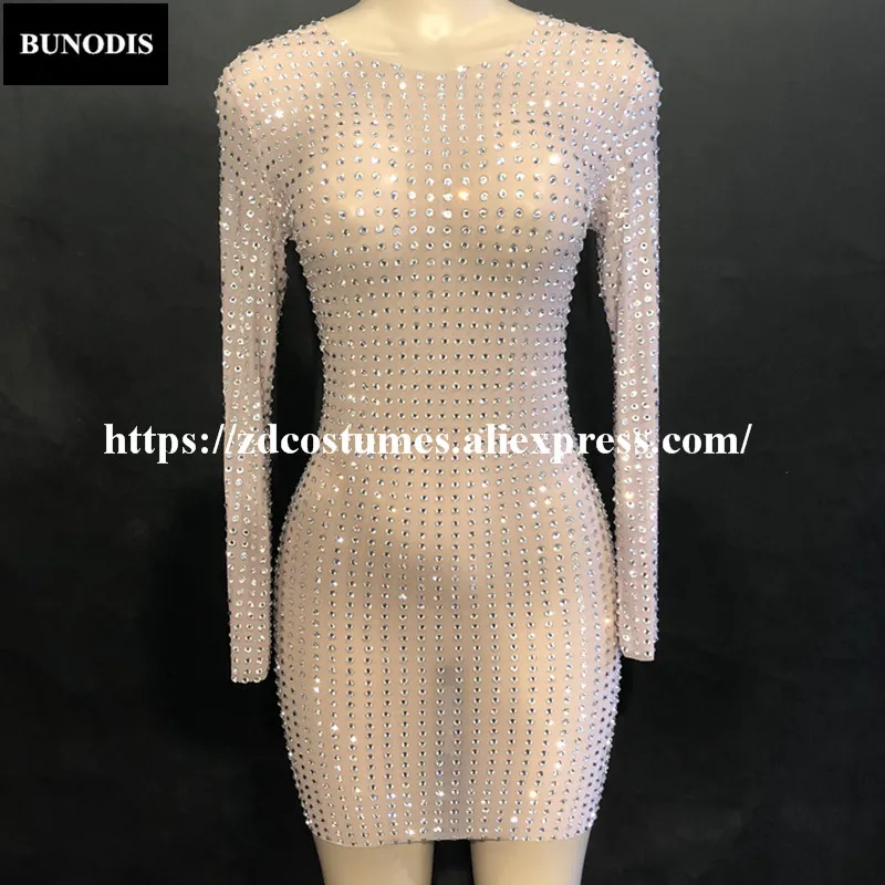ZD28002 Hot Sell Net Yarn Sexy Skirt 2000pcs Glass Sparkling Crystals Nightclub Party Fashion Show Singer Dancer Bling Customes