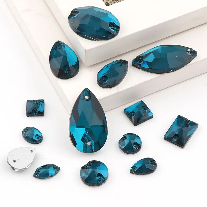 36 шт. Синий Циркон Смешанная Форма смешанный размер пришить на Стразы Flatback