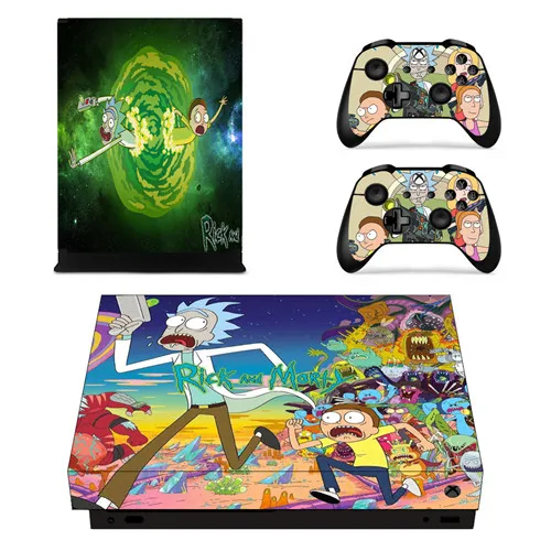YSX1X1512 Рик и Морти кожи Стикеры наклейка для Microsoft Xbox One X Xbox Slim консоли и 2 контроллеры для Xbox One X шкуры Стикеры s винил - Цвет: YSX1X1512