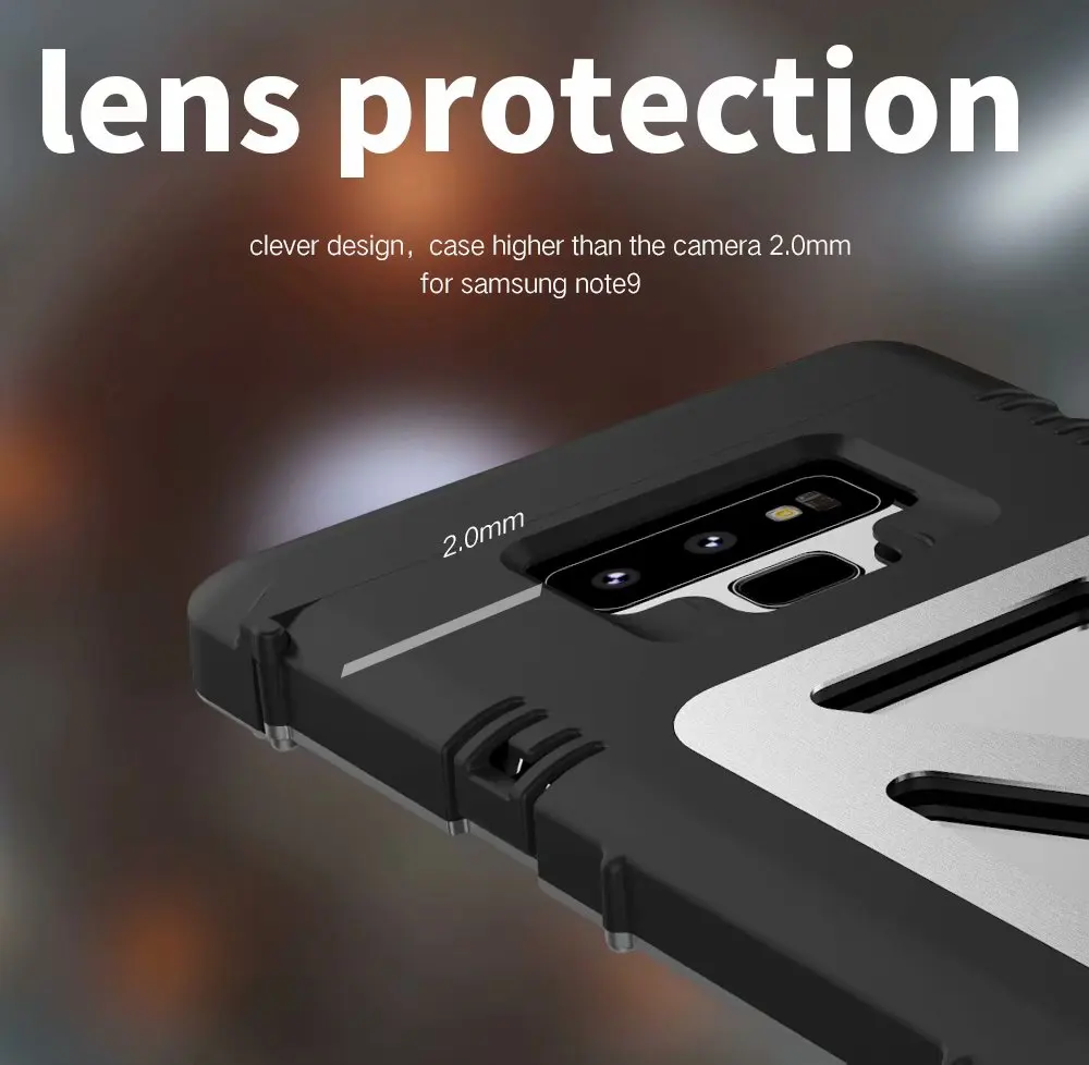 Чехол Armor King с подставкой для samsung Galaxy Note 8 9, откидная крышка, металлическая нержавеющая сталь 304+ пластиковый корпус, ударопрочный, для спорта