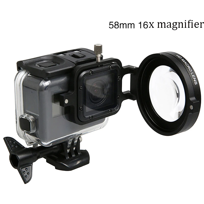 Лупа для макросъемки Go Pro hero 5 6 лупа 16 фильтр объектива с увеличением 16x и адаптер